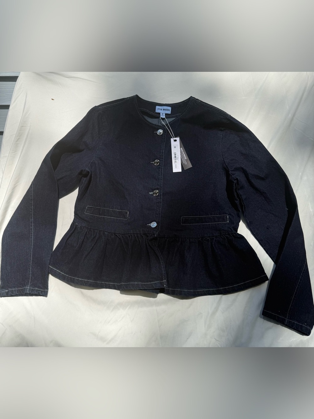 Steve Madden Black Peplum Button Jacket - Picture 2 of 9
